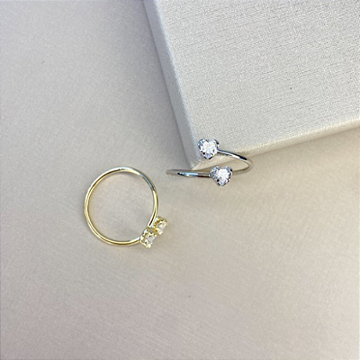 Anel corações zirc regulável