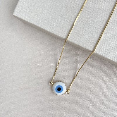 Colar choker olho grego banhado a ouro 18k