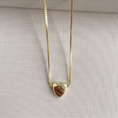 Colar coração banhado a ouro 18k