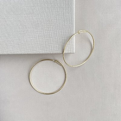 Brinco argola fina M banhado a ouro 18k
