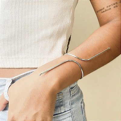 Bracelete aro duas pontas banhado a ródio