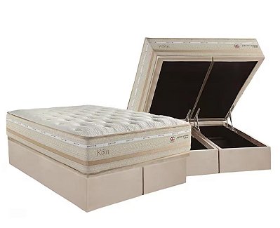 COLCHÃO HERVAL KOLN MOLAS MAXSPRING +  BAÚ STAR TECIDO SUEDE LISO