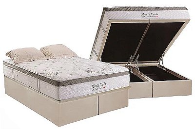COLCHÃO HERVAL MONTE CARLO MOLAS ENSACADAS + BAÚ MARCA STAR SUEDE LISO