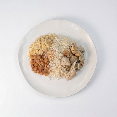Caseirinho Frango: Frango Grelhado com Arroz Branco, Feijão Carioca e Farofa de Cebola | 300g