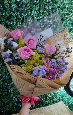 Arranjo Buquê Rosas Cor de Rosa