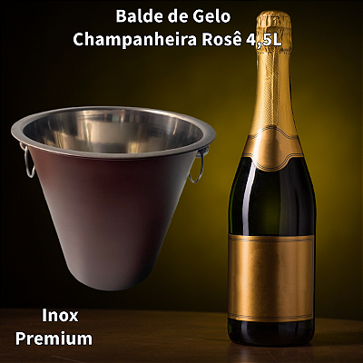 Balde Para Gelo e Champanhe 4,5L em Aço Inox Marrom Escuro – Elegância e Funcionalidade em um Só Produto!