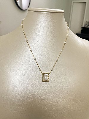 CORDÃO PÉROLAS COM IMAGEM NS DO CARMO