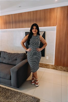 VESTIDO MIDI LISTRADA