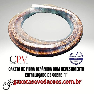 Gaxeta de fibra cerâmica entrelaçada com fios de cobre 1"