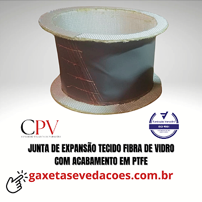 Junta de expansão flexível Cilíndrica em tecido fibra de vidro com PTFE