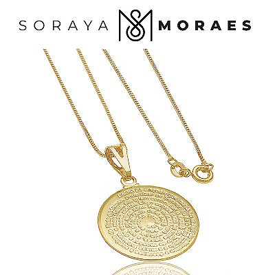 Colar Ouro 18k com pingente de mandala - Salmo 91