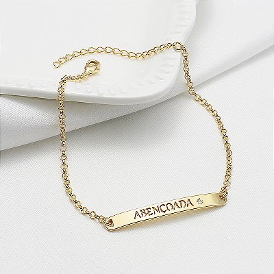 Pulseira Placa Banhado em Ouro 18k - Abençoada