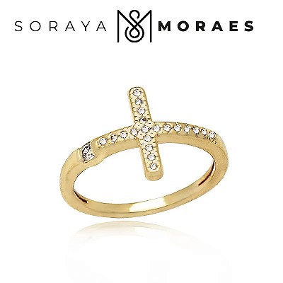 Anel Cruz - Ouro 18k e Zircônias