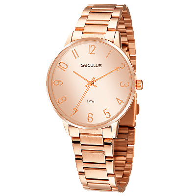 Relógio Seculus Feminino Moderno Rosê Gold 77130LPSVRS2