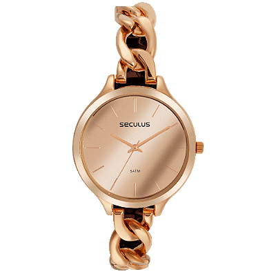 Relógio Seculus Feminino Minimalista Corrente Rosê