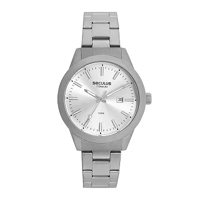 Relógio Seculus Unissex Titânio Social Cinza