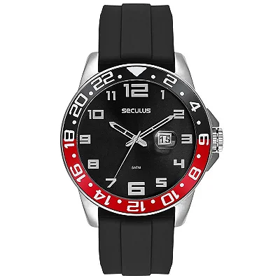 Relógio Seculus Masculino Silicone com Calendário