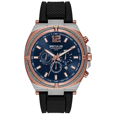 Relógio Seculus Masculino Cronógrafo Bicolor