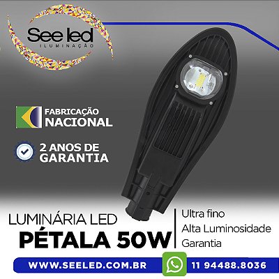 Luminária LED Pétala para Poste 50w | Bivolt | IP66 | 5.000Lm | Branco Frio 6.500k