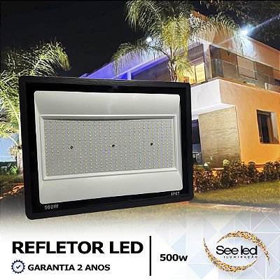 REFLETOR LED SMD 500W | BIVOLT | RESISTENTE À ÁGUA IP67 | 55.000LM | 6.500K BRANCO FRIO