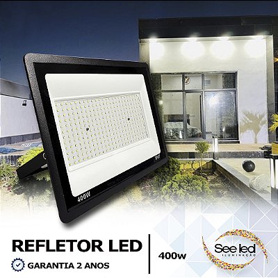 REFLETOR LED SMD 400W | BIVOLT | RESISTENTE À ÁGUA IP67 | 44.000LM | 6.500K BRANCO FRIO