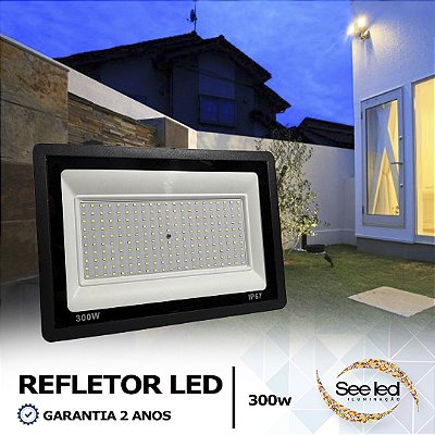 REFLETOR LED SMD 300W | BIVOLT | RESISTENTE À ÁGUA IP67 | 33.000LM | 6.500K BRANCO FRIO