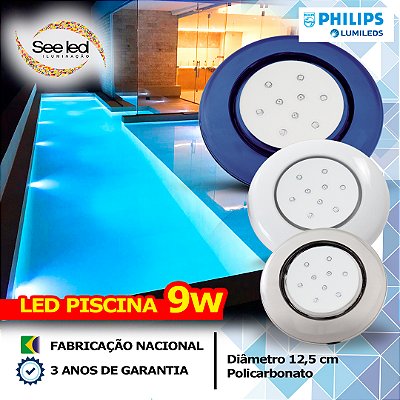 Luminária LED Piscina 9w | 12,5cm | 12v | IP68 À prova D'água