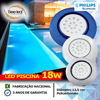Luminária LED Piscina 18w | 12,5cm | 12v | IP68 À prova D'água