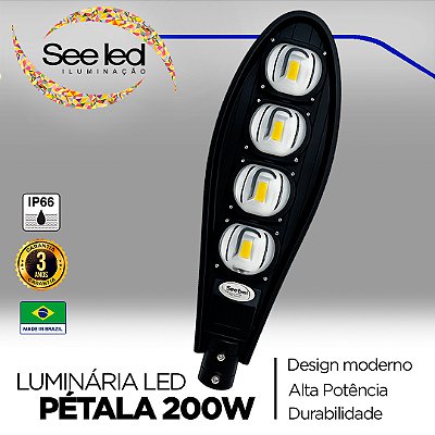 Luminária LED Pétala para Poste 200w | Bivolt | IP66 | 20.000Lm | Branco Frio 6.500k