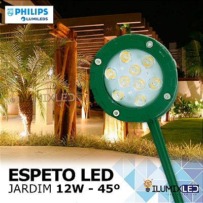 LUMINÁRIA ESPETO LED PARA JARDIM 12w | Foco 45º | Bivolt | IP65 Resistente à água | LED PHILIPS