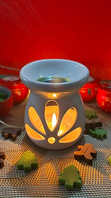Rechaud Difusor de Óleos Essenciais e Wax Melts Branco - Flor