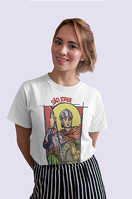 Camiseta Feminina de Algodão Estampada São Jorge