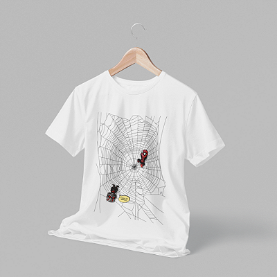 Camiseta Masculina Branca de Algodão Estampada Homem Aranha