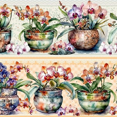 Tricoline Digital Barrado Orquídeas (0,55cmx1,50mt)