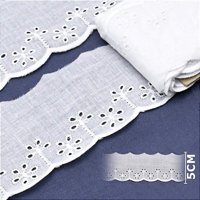 Bordado Inglês 100% algodão - BA029-001 - ArtePunto (5cmx10mt)