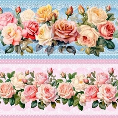 Tecido Tricoline Barrado Digital Rosas Delicadas (0,55cmx1,50mt)