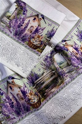 Jogo de tolahas p/ banheiro (Rosto e lavabo) - Jardim de Lavandas