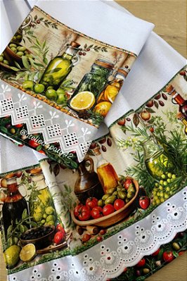 Dupla pano de prato/copa - Ervas e óleos