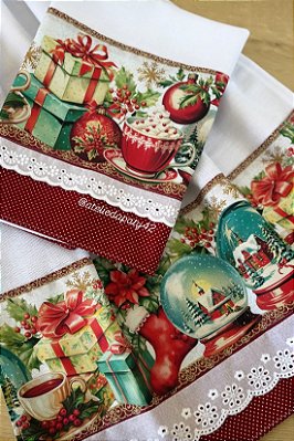 Dupla pano de prato/copa - Natal Vintage