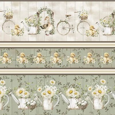 Tricoline Digital Barrado Campo das Margaridas (0,55cmx10,50mt)