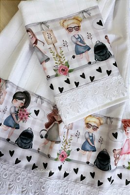 Jogo de toalhas p/ banheiro (rosto e lavabo) - Meninas