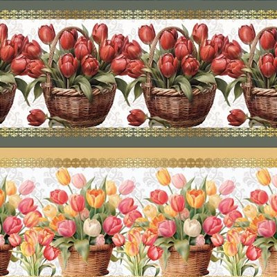Tricoline Digital Barrado Tulipas (0,55cmx1,50mt)