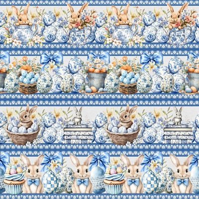 Tricoline Digital Barrado Bunny Toile Blue (0,55cmx1,50mt)