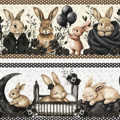 Tricoline Digital Barrado Páscoa Black (0,55cmx1,50mt)