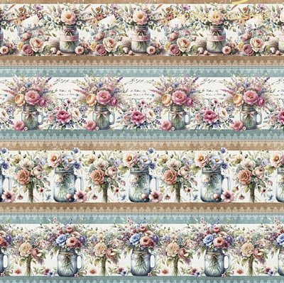 Tecido Tricoline Barrado Digital Flores do campo (0,55cmx1,50mt)