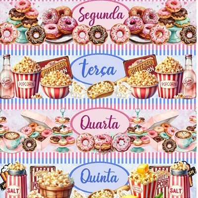 Tecido Tricoline Barrado Digital Semaninha da Pipoca (0,55cmx1,50mt)