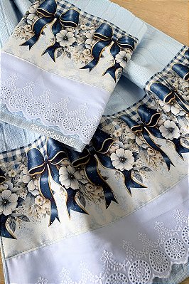 Jogo de toalhas p/ banheiro (rosto e lavabo) - Laços