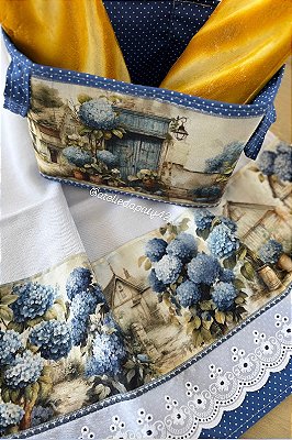 Pano de prato/copa e cestinha de pães - Villa Toscana