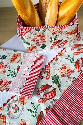 Pano de prato/copa e Cestinha de pães - Sobremesa