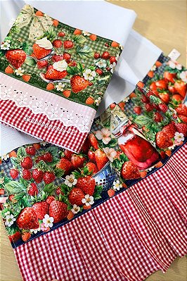 Dupla pano de prato/copa - Morangos